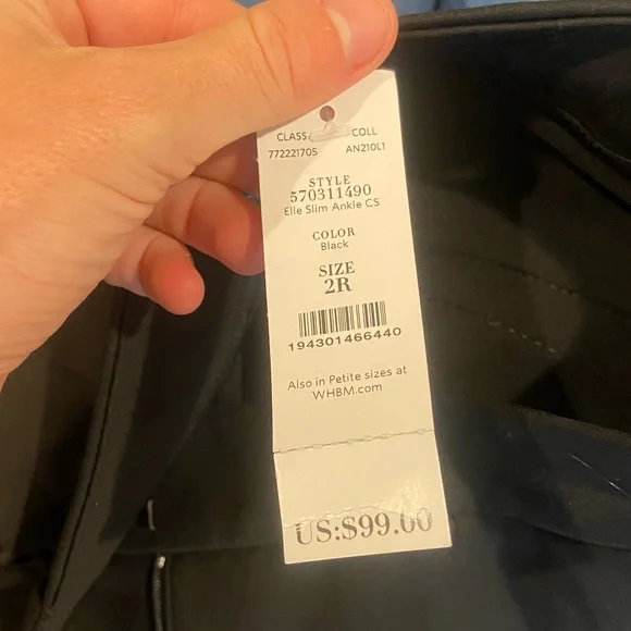 White House Black Market Black Tailored Pants Size 2 Slim Fit - Picture 3 of 3